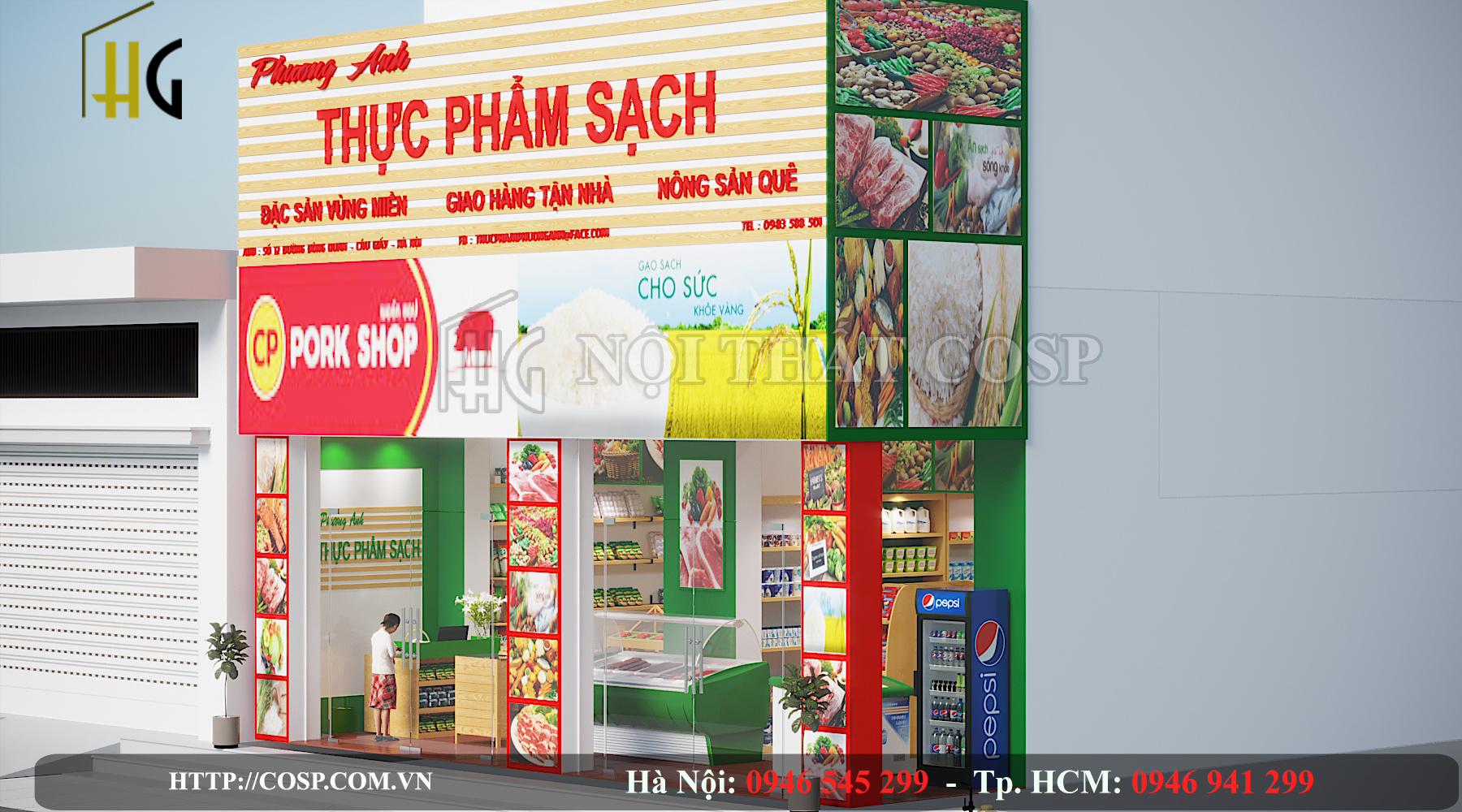 Thiết Kế Cửa Hàng Thực Phẩm Sạch - Phương Anh